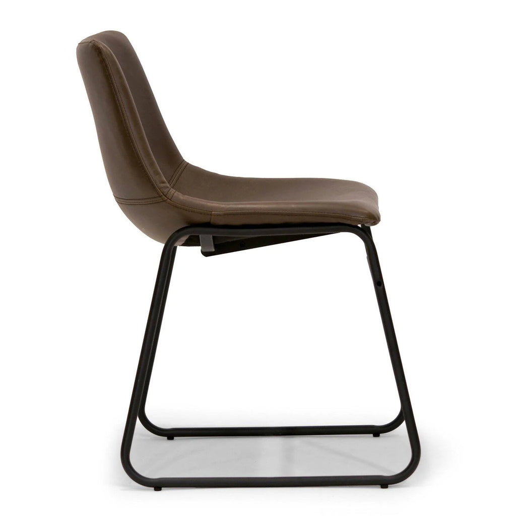 Gray Faux Leather Dining Chairs Set of 2 V381