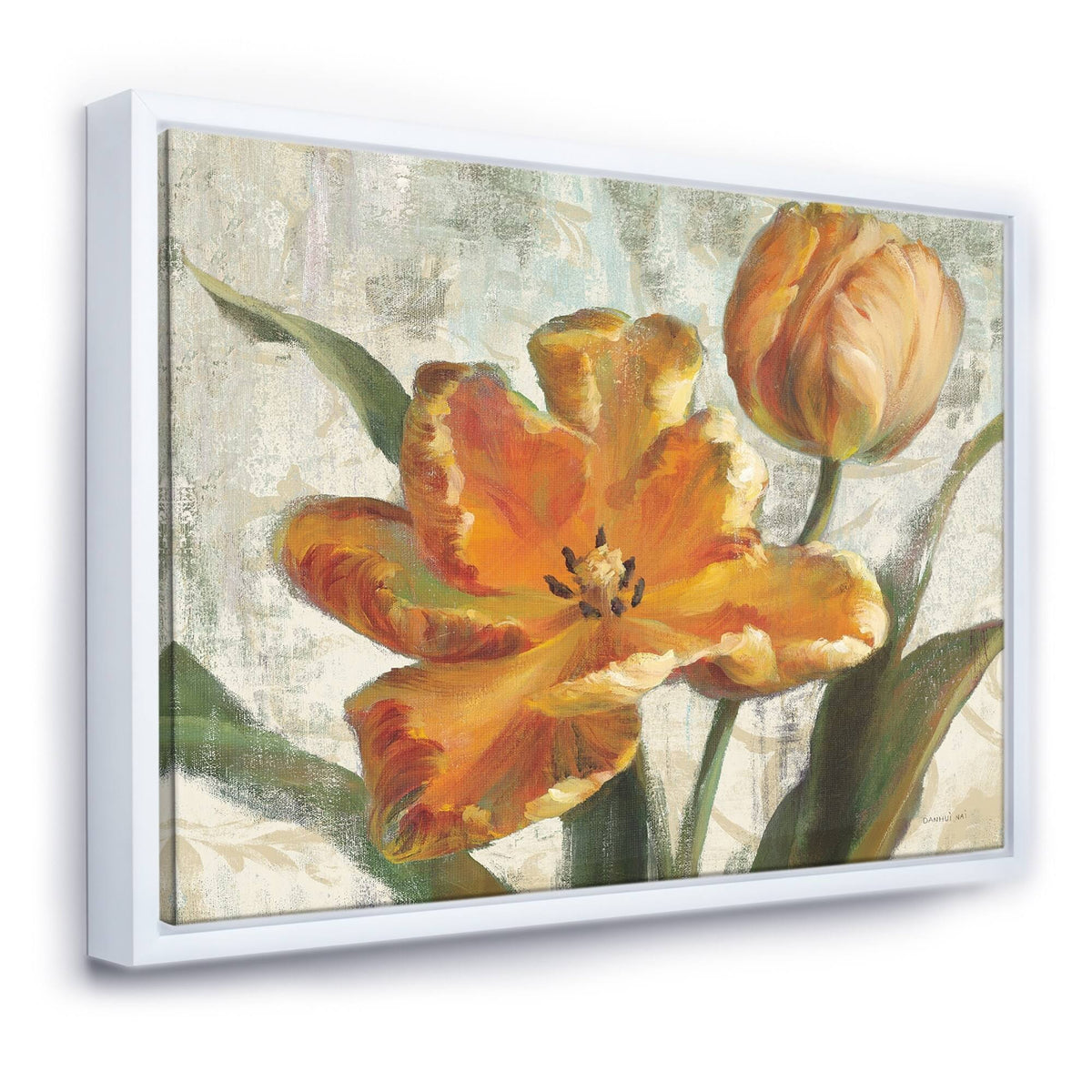 Green Ivory Framed Canvas - 44 in. Wide x 34 in. High - Gold V2015