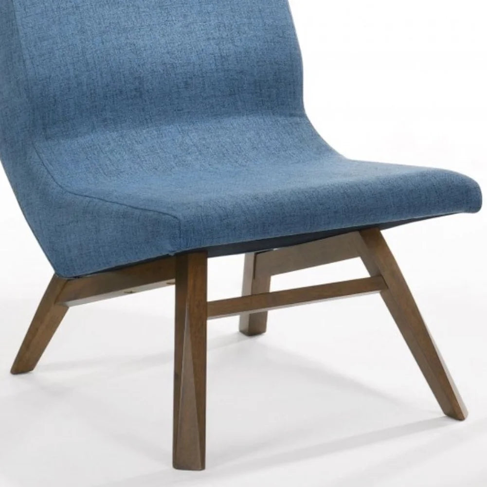 Blue & Walnut Accent Chair & Ottoman U3698