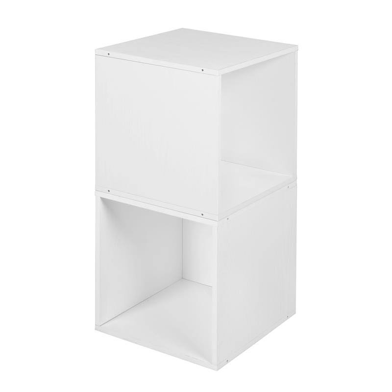 12 Cube Storage Set with 6 Canvas Bins White Wood Grain Natural J8558