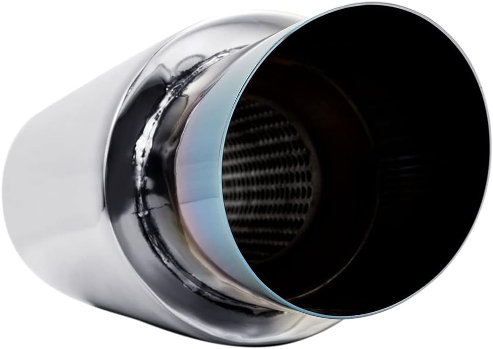 2.25'' Inlet 3'' Outlet Exhaust Burnt Muffler Tip Stainless Steel 14.7'' Length Pack of 2 D39208