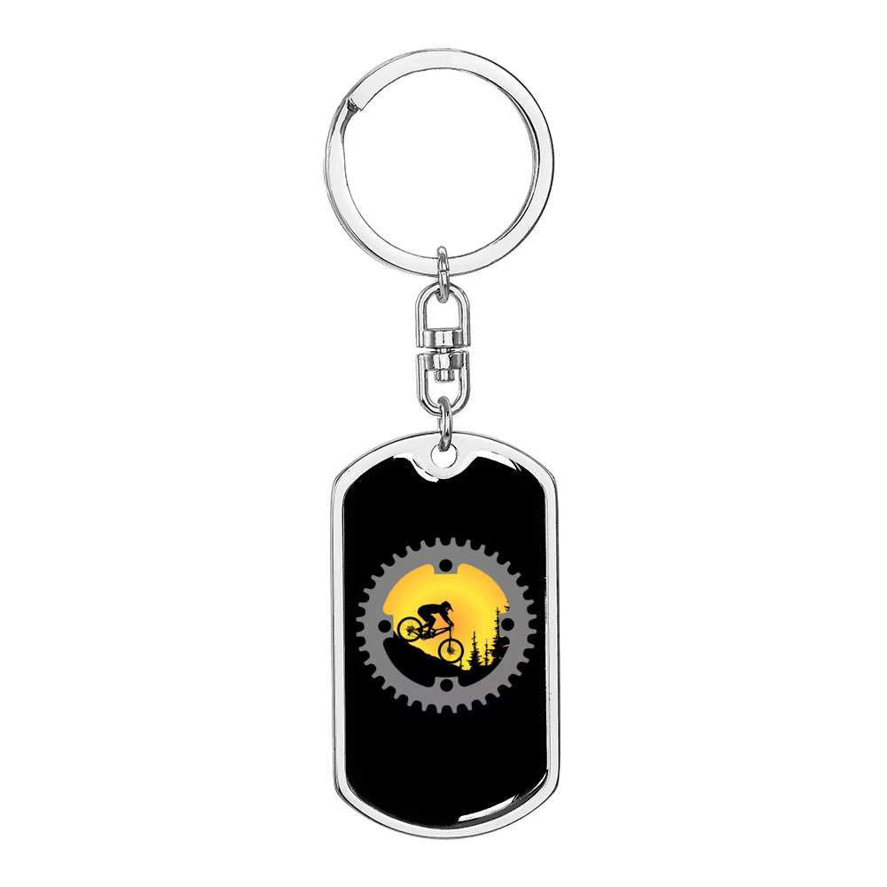 Stainless Steel or 18k Gold Swivel Dog Tag Keychain Q2258