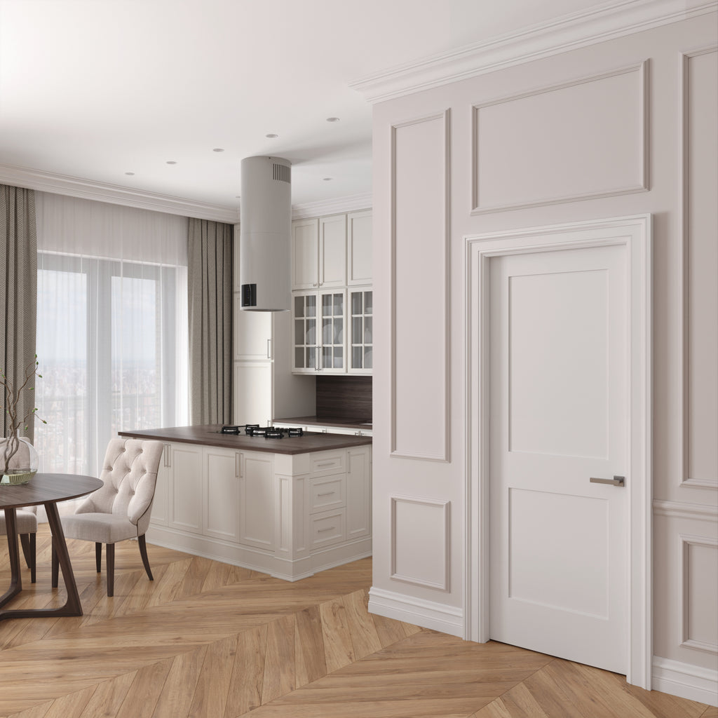 Solid Core White Primed Double Panel Prehung Interior Door M3889