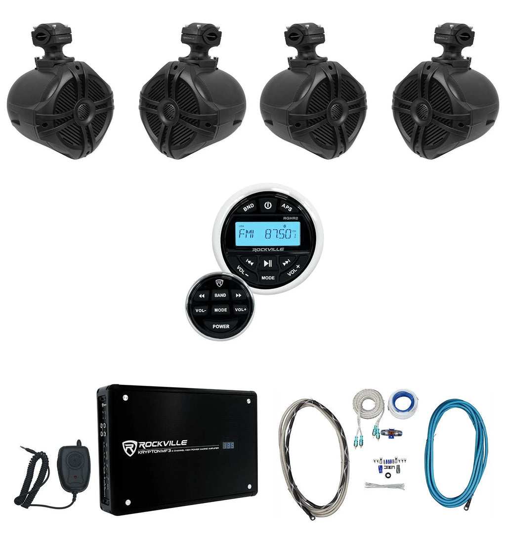 Marine Bluetooth Receiver with Remote, 4-Ch Amp N725957