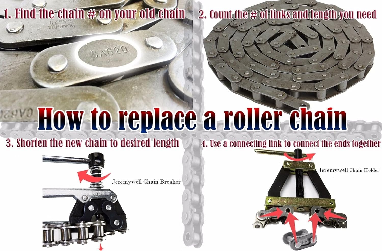 80 SS Stainless Steel Roller Chain 10 Feet with 1 Connecting Link U187299