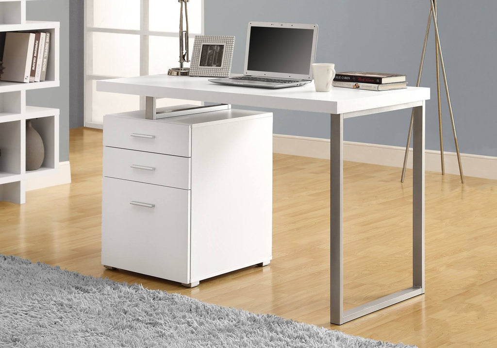 23.75x22 x 47.25x22 x 30x22 Cappuccino Silver Particle Board Metal Computer Desk P841