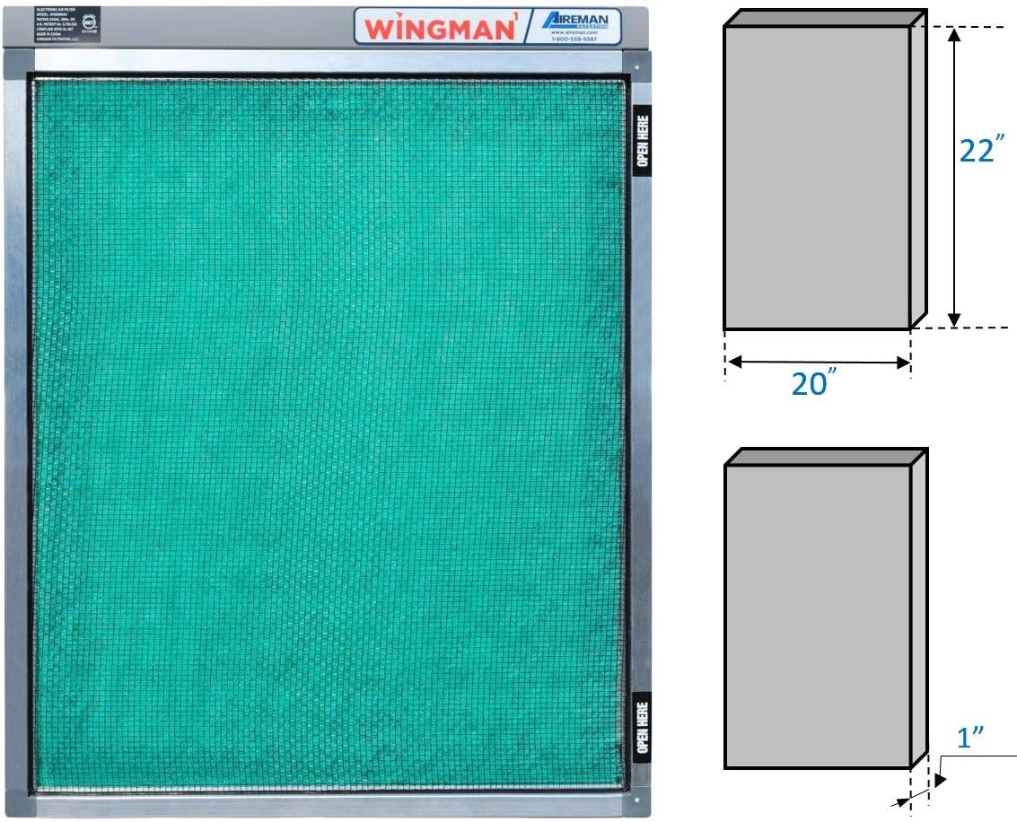 Electronic Air Filter with Year Supply of Replacement Pads (18x18x1) O846