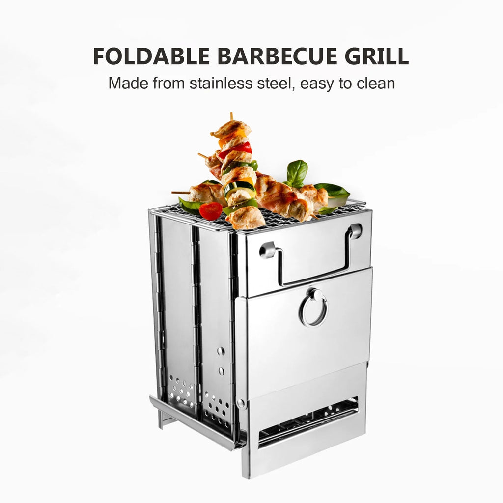 Stainless Steel Wood Stove Barbecue Grill T6478
