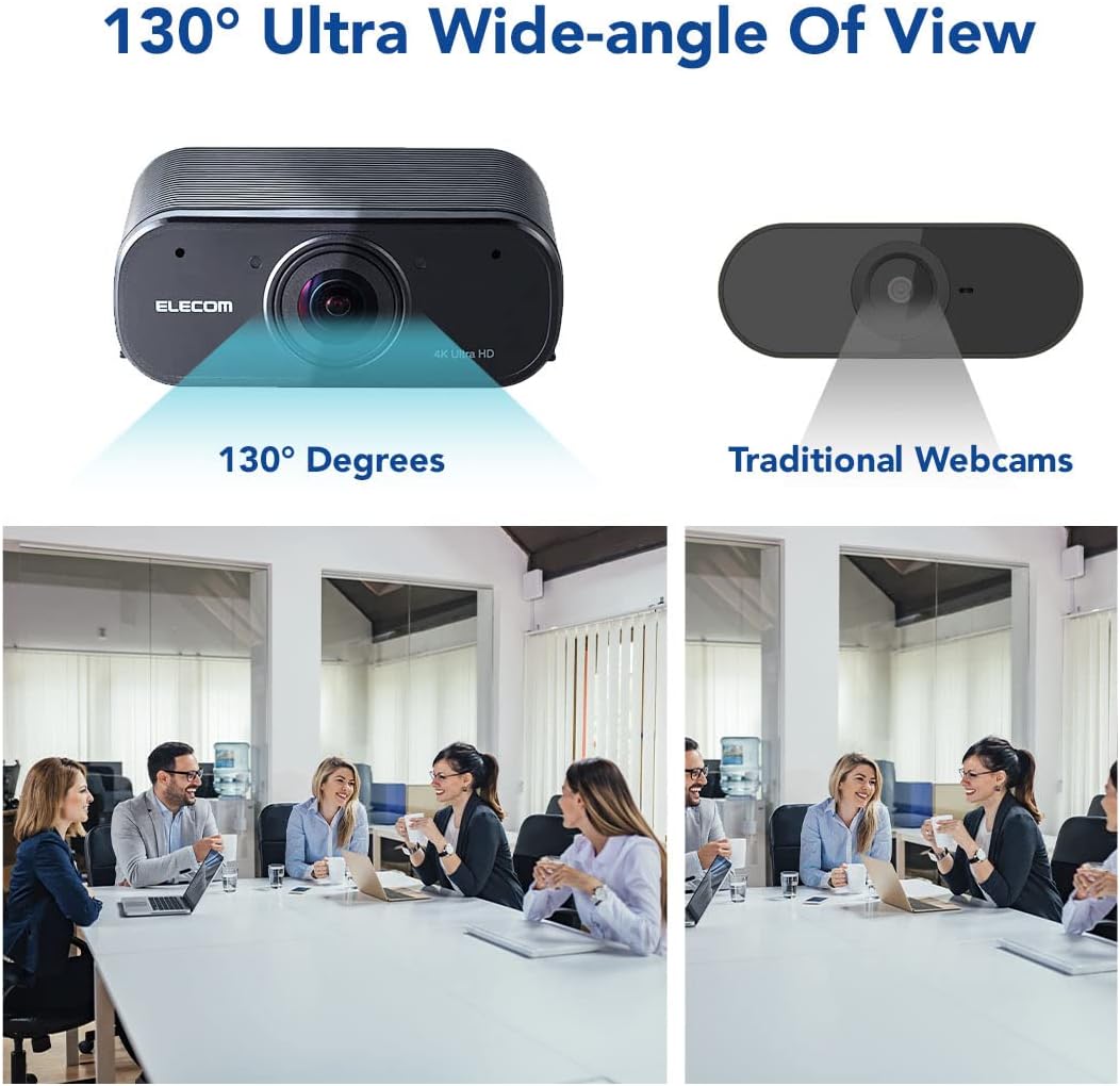4K AI Auto-Tracking Webcam with Cover, 60fps, Dual Microphone, Ultra HD, 130-Degree Ultra Wide Angle S21459