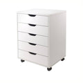 5 Drawer Wood Mobile File Cabinet in White K110