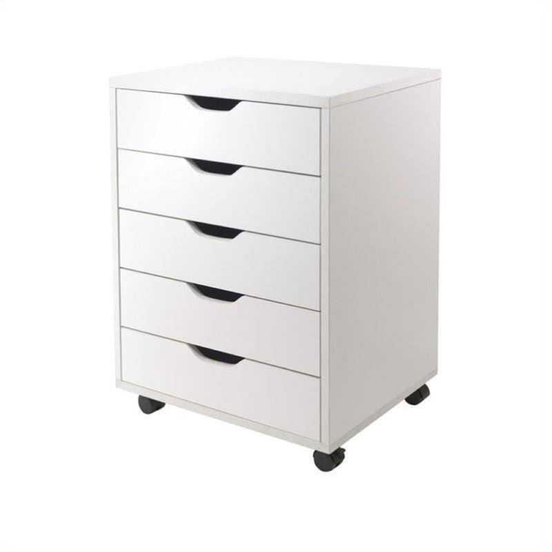 5 Drawer Wood Mobile File Cabinet in White K110