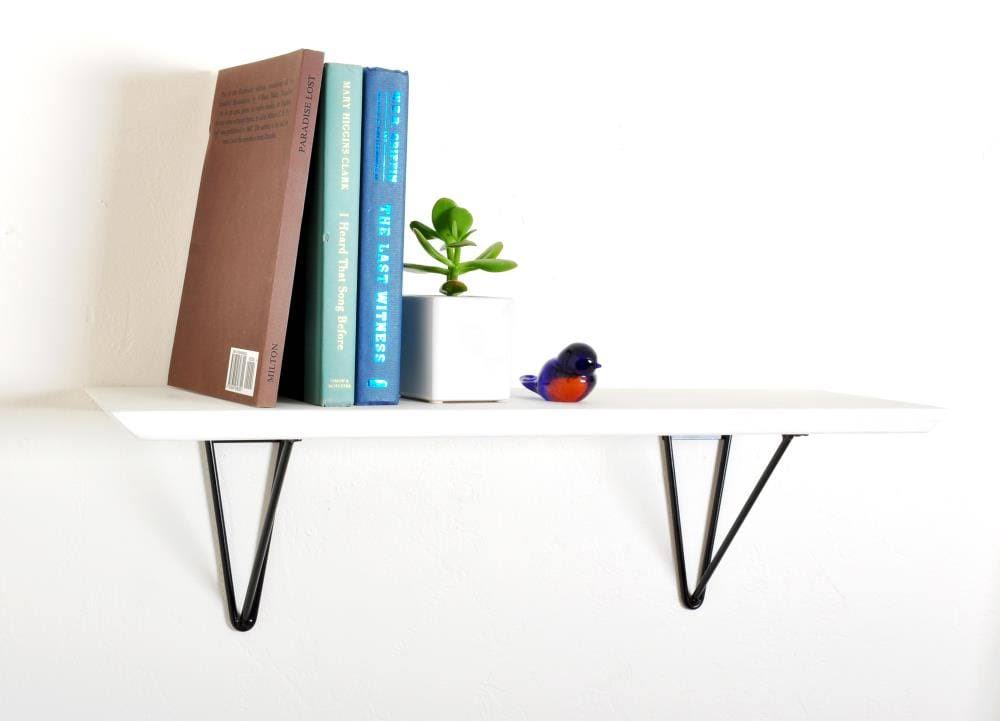 White Washed Wood Bracket Shelf S4686