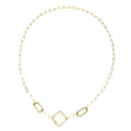 Diamond Enhancer Charm Necklace 925 Sterling Silver 14K Yellow Gold Plated Paperclip Chain Jewelry 18" R784