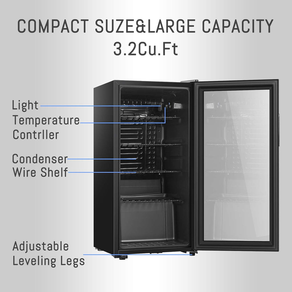 105 Can Freestanding Beverage Refrigerator with Double Glass Door R625833