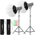 2 Packs Lantern Softbox with Light Stand Kit, 85cm Soft Light Diffuser, 2.8m Tripod Stand for Bowens Mount Lights Y42943