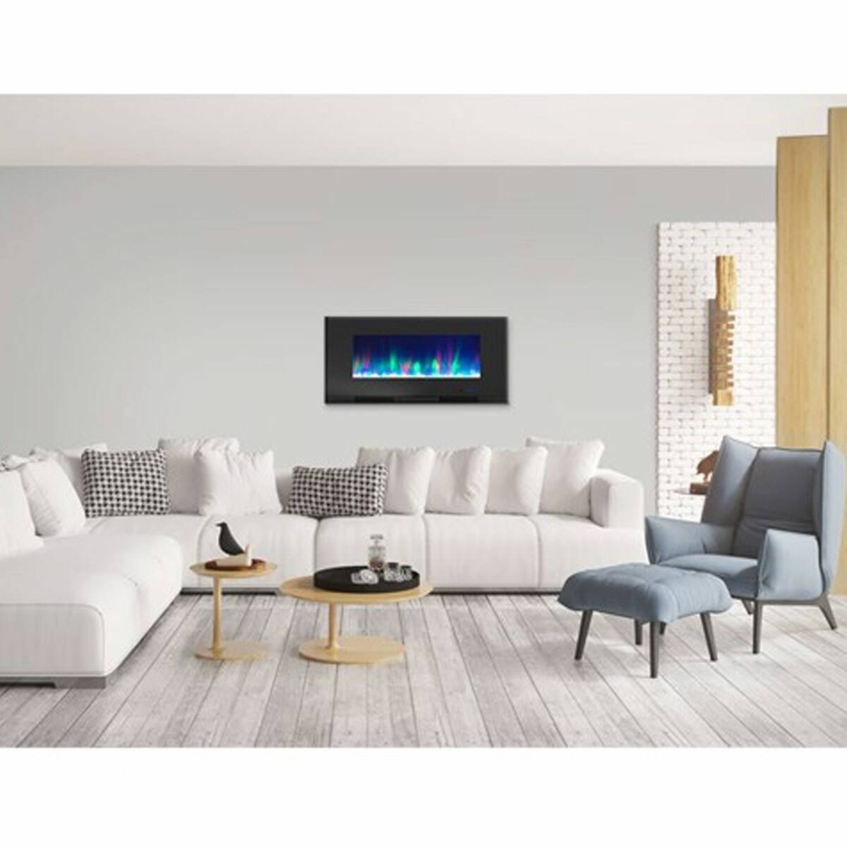 Black Wall-Mount Electric Fireplace B9125
