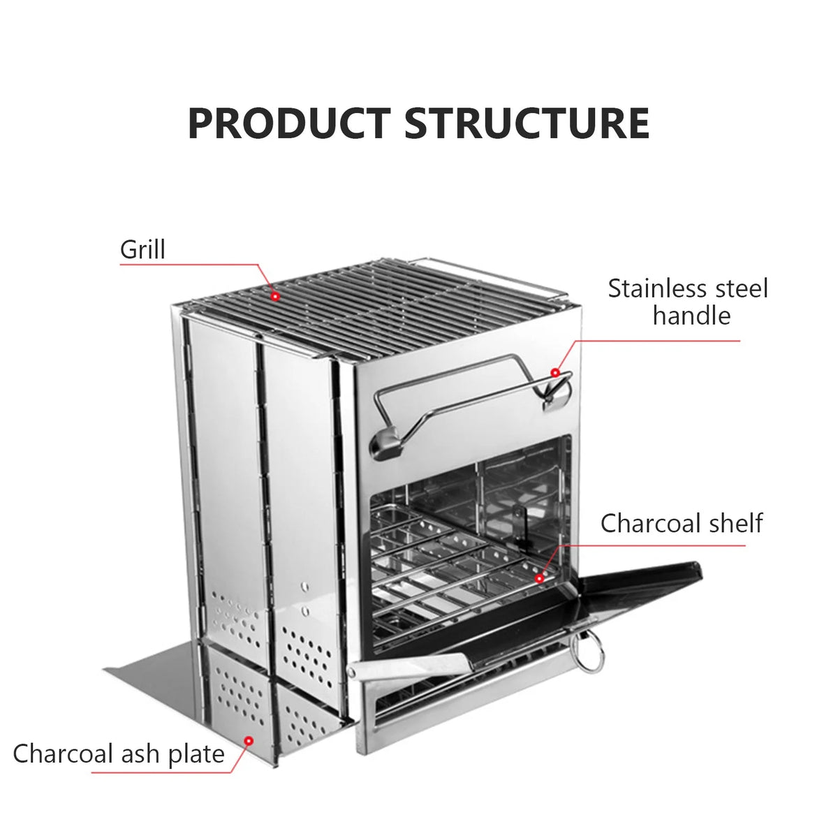Stainless Steel Wood Stove Barbecue Grill T6478