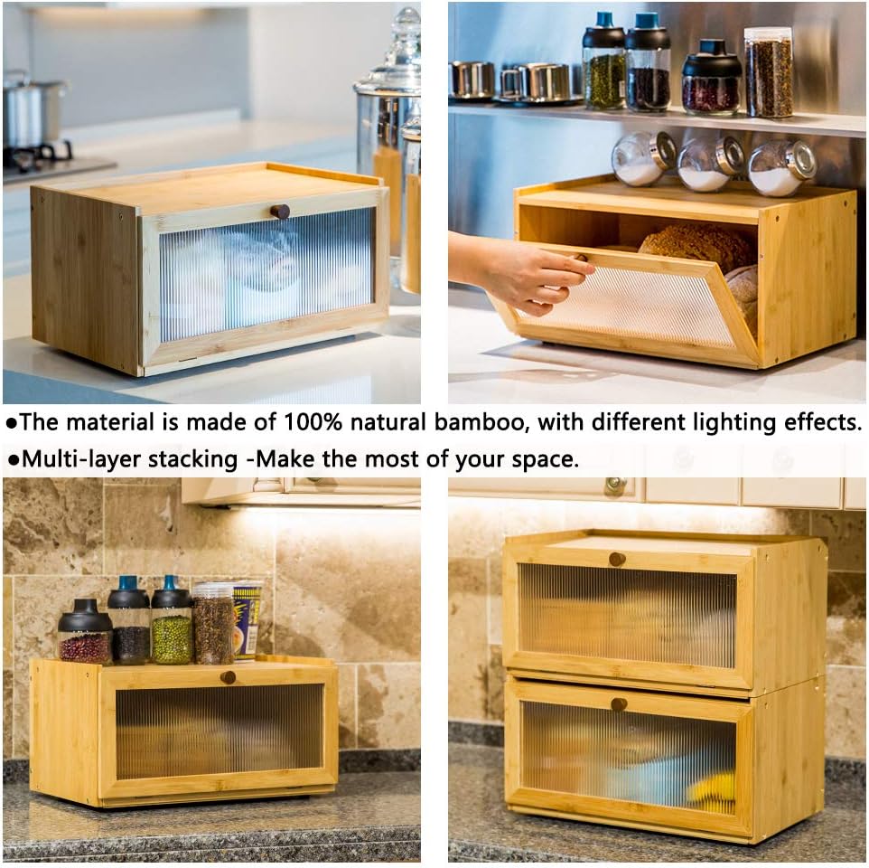 Bamboo Bread Box with Window, Pack of 2 Y79265