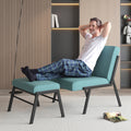 Blue Linen Upholstered Accent Chair with Ottoman U16363