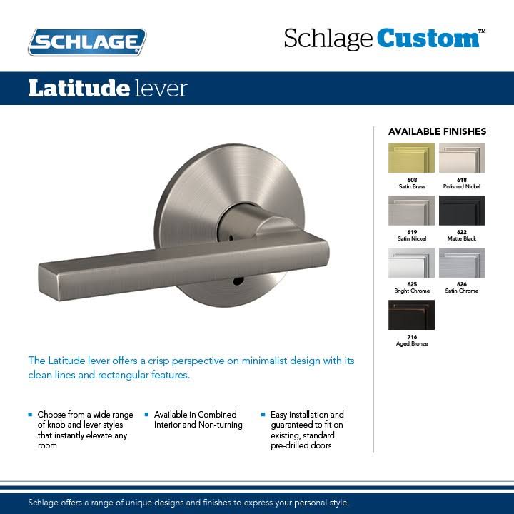 Satin Nickel Finish Passage and Privacy Lock Lever N494412