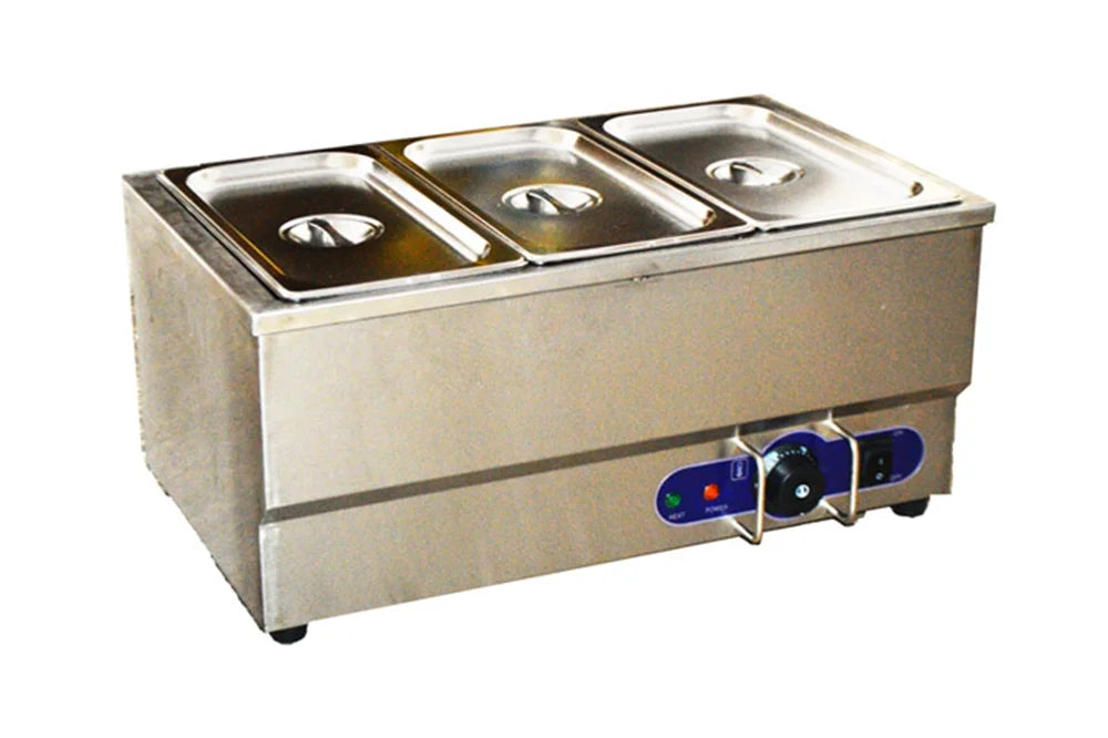 3-Pot Buffet Warmer Steam Table Food Soup Heat Canteen Kitchen Desk Type S40104