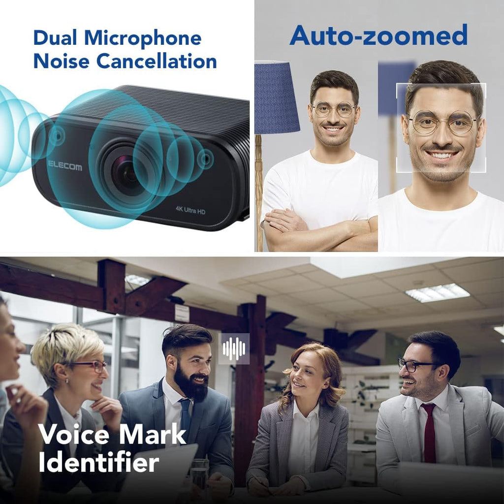 4K AI Auto-Tracking Webcam with Cover, 60fps, Dual Microphone, Ultra HD, 130-Degree Ultra Wide Angle S21459