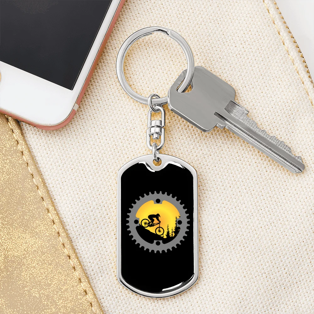 Stainless Steel or 18k Gold Swivel Dog Tag Keychain Q2258